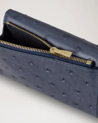 Folded Multi-Card Wallet Stormy Blue Ostrich Women