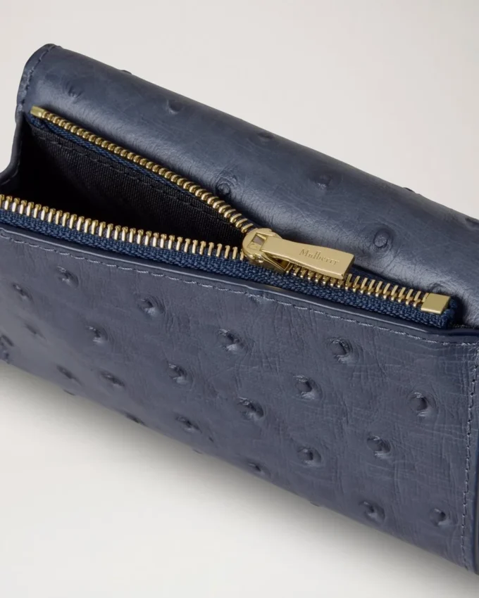 Folded Multi-Card Wallet Stormy Blue Ostrich Women Folded Multi-Card Wallet Stormy Blue Ostrich Women
