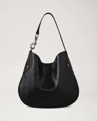 Hackney Shoulder Bag Black High Shine Leather Women