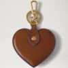 Heart Keyring Oak & Pigment Blue Smooth Glossy Leather