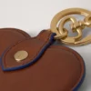 Heart Keyring Oak & Pigment Blue Smooth Glossy Leather
