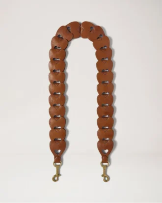 Heart Woven Leather Strap Oak & Pigment Blue Smooth Glossy Leather