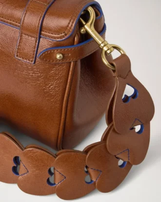 Heart Woven Leather Strap Oak & Pigment Blue Smooth Glossy Leather