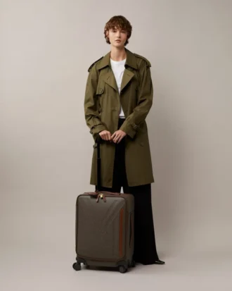 Heritage 4 Wheel Suitcase Mole & Cognac Bioveg Scotchgrain