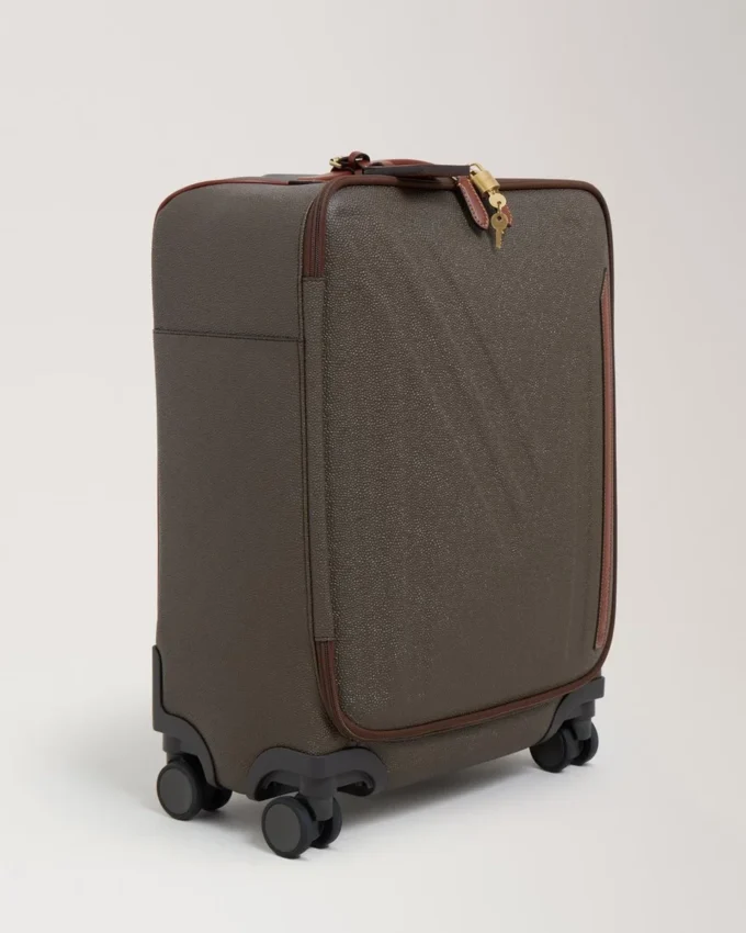 Heritage 4 Wheel Suitcase Mole & Cognac Bioveg Scotchgrain