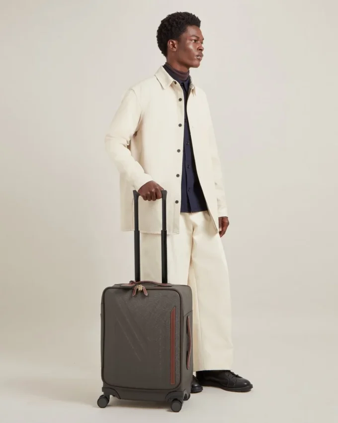 Heritage 4 Wheel Suitcase Mole & Cognac Bioveg Scotchgrain