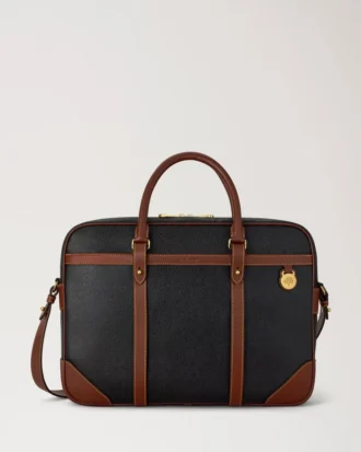 Heritage Briefcase Black & Cognac Bio-Based Scotchgrain