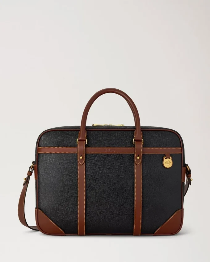 Heritage Briefcase Black & Cognac Bio-Based Scotchgrain