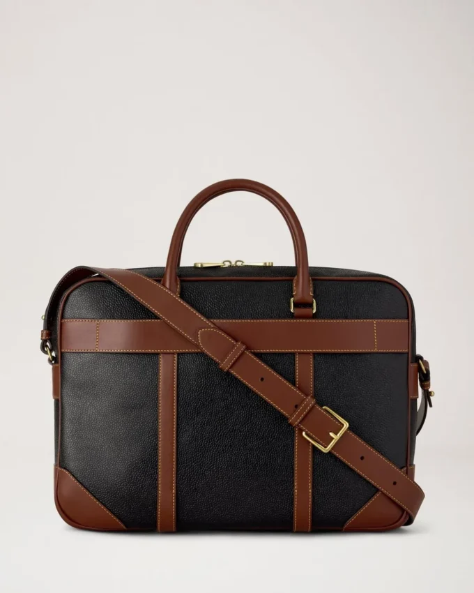 Heritage Briefcase Black & Cognac Bio-Based Scotchgrain