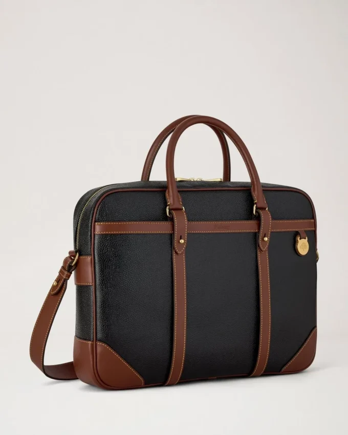 Heritage Briefcase Black & Cognac Bio-Based Scotchgrain