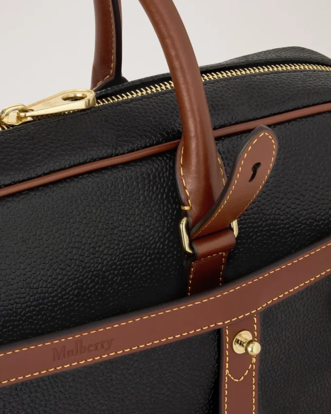 Heritage Briefcase Black & Cognac Bio-Based Scotchgrain