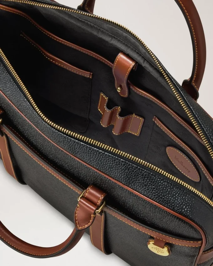 Heritage Briefcase Black & Cognac Bio-Based Scotchgrain
