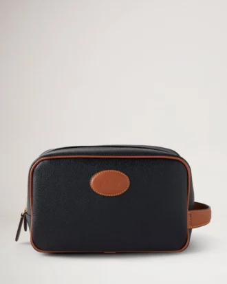 Heritage Wash Case Black & Cognac Printed Bioveg Scotchgrain & Flat Calf