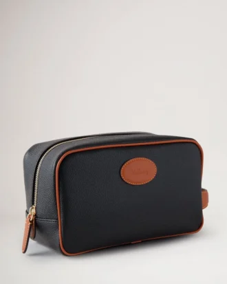 Heritage Wash Case Black & Cognac Printed Bioveg Scotchgrain & Flat Calf