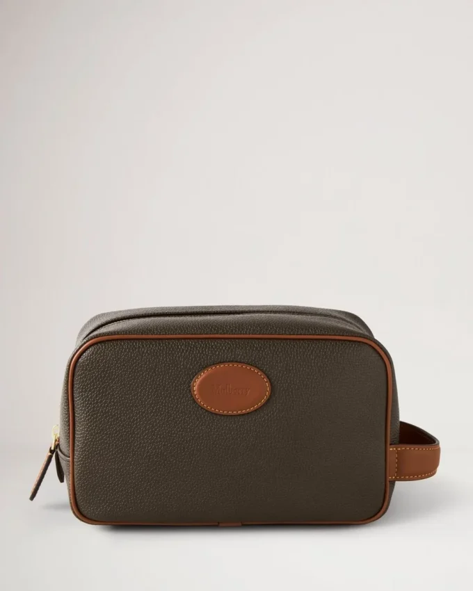 Heritage Wash Case Mole & Cognac Printed Bioveg Scotchgrain & Flat Calf