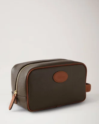 Heritage Wash Case Mole & Cognac Printed Bioveg Scotchgrain & Flat Calf