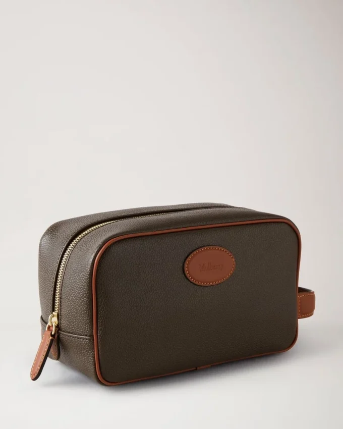 Heritage Wash Case Mole & Cognac Printed Bioveg Scotchgrain & Flat Calf