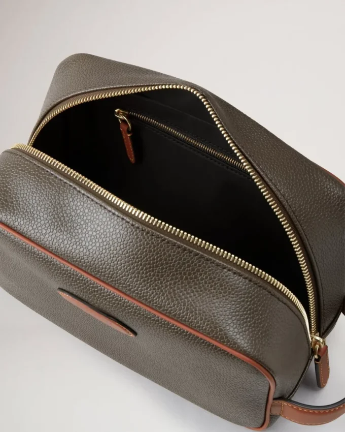 Heritage Wash Case Mole & Cognac Printed Bioveg Scotchgrain & Flat Calf