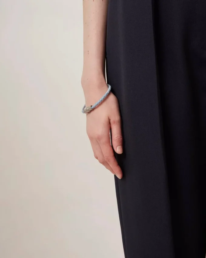 Iris Bracelet Poplin Blue Heavy Grain & Stainless Steel Iris Bracelet Poplin Blue Heavy Grain & Stainless Steel