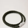 Iris Double Bracelet Dark Green Heavy Grain & Stainless Steel