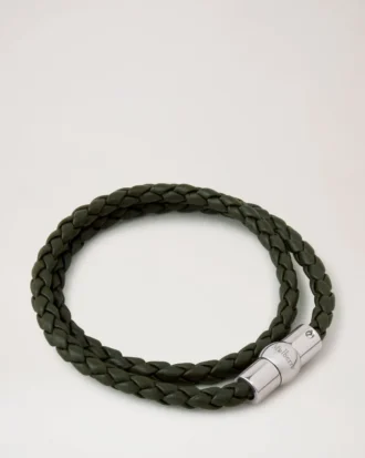 Iris Double Bracelet Dark Green Heavy Grain & Stainless Steel