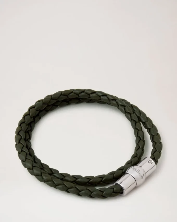 Iris Double Bracelet Dark Green Heavy Grain & Stainless Steel