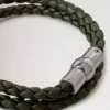 Iris Double Bracelet Dark Green Heavy Grain & Stainless Steel