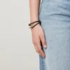 Iris Double Bracelet Dark Green Heavy Grain & Stainless Steel