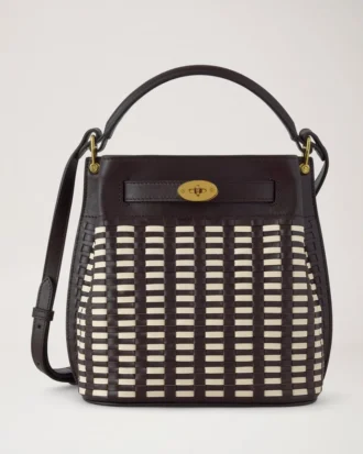Islington Bucket Ebony & Eggshell Woven Leather