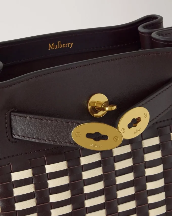 Islington Bucket Ebony & Eggshell Woven Leather