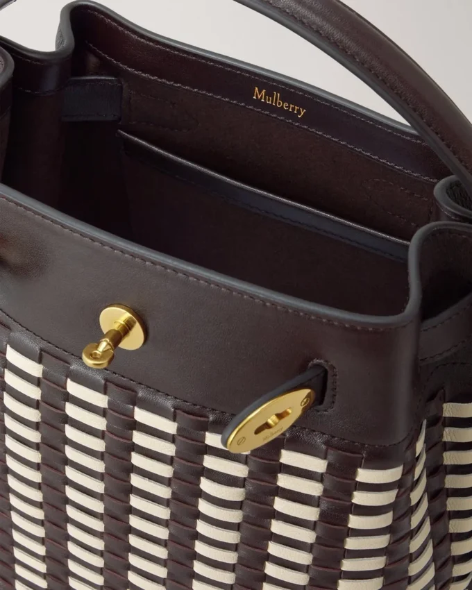 Islington Bucket Ebony & Eggshell Woven Leather