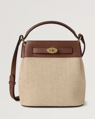 Islington Bucket Oak & Natural Raffia & Leather