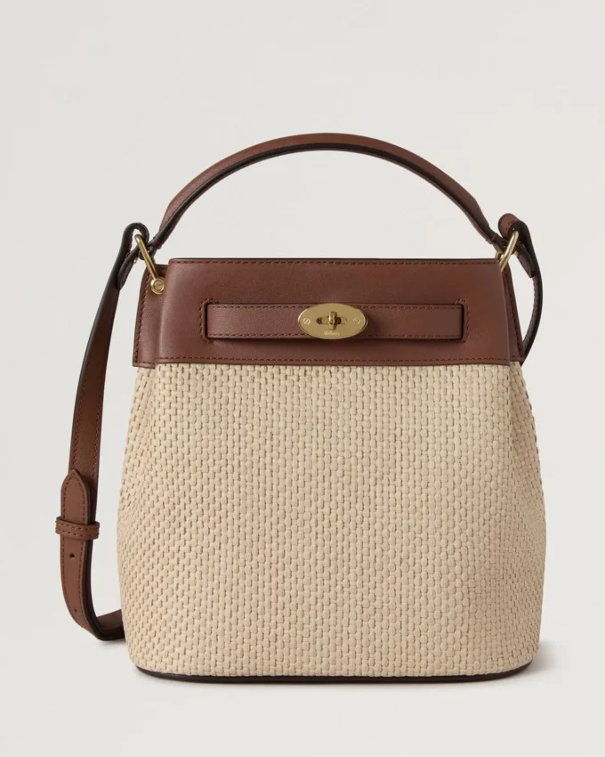 Islington Bucket Oak & Natural Raffia & Leather Islington Bucket Oak & Natural Raffia & Leather