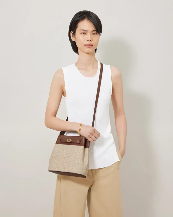 Islington Bucket Oak & Natural Raffia & Leather Islington Bucket Oak & Natural Raffia & Leather