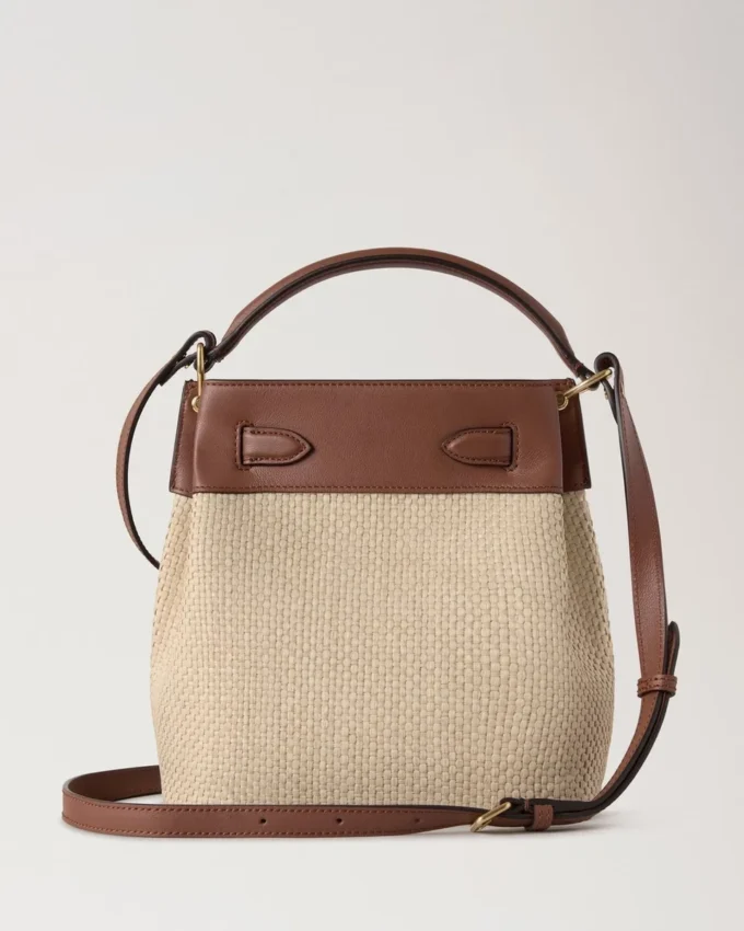Islington Bucket Oak & Natural Raffia & Leather Islington Bucket Oak & Natural Raffia & Leather