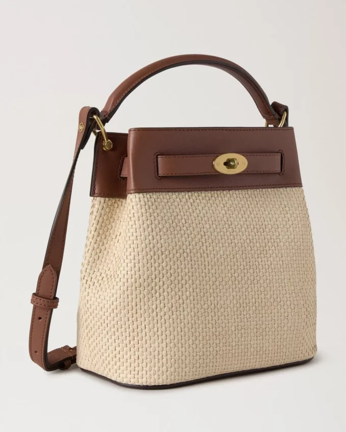 Islington Bucket Oak & Natural Raffia & Leather Islington Bucket Oak & Natural Raffia & Leather