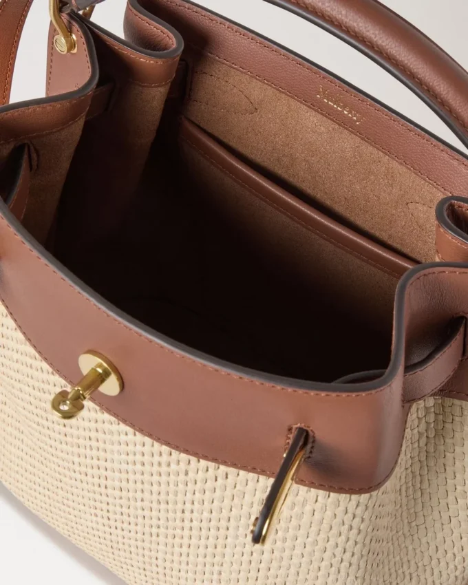 Islington Bucket Oak & Natural Raffia & Leather Islington Bucket Oak & Natural Raffia & Leather
