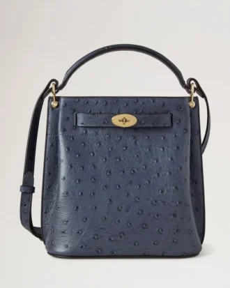Islington Bucket Stormy Blue Ostrich Top Handle Bags