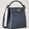 Islington Bucket Stormy Blue Ostrich Top Handle Bags Islington Bucket Stormy Blue Ostrich Top Handle Bags