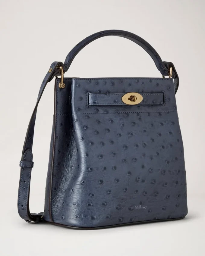 Islington Bucket Stormy Blue Ostrich Top Handle Bags Islington Bucket Stormy Blue Ostrich Top Handle Bags