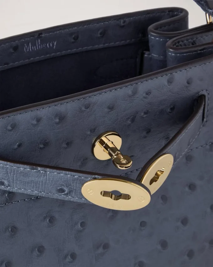 Islington Bucket Stormy Blue Ostrich Top Handle Bags Islington Bucket Stormy Blue Ostrich Top Handle Bags