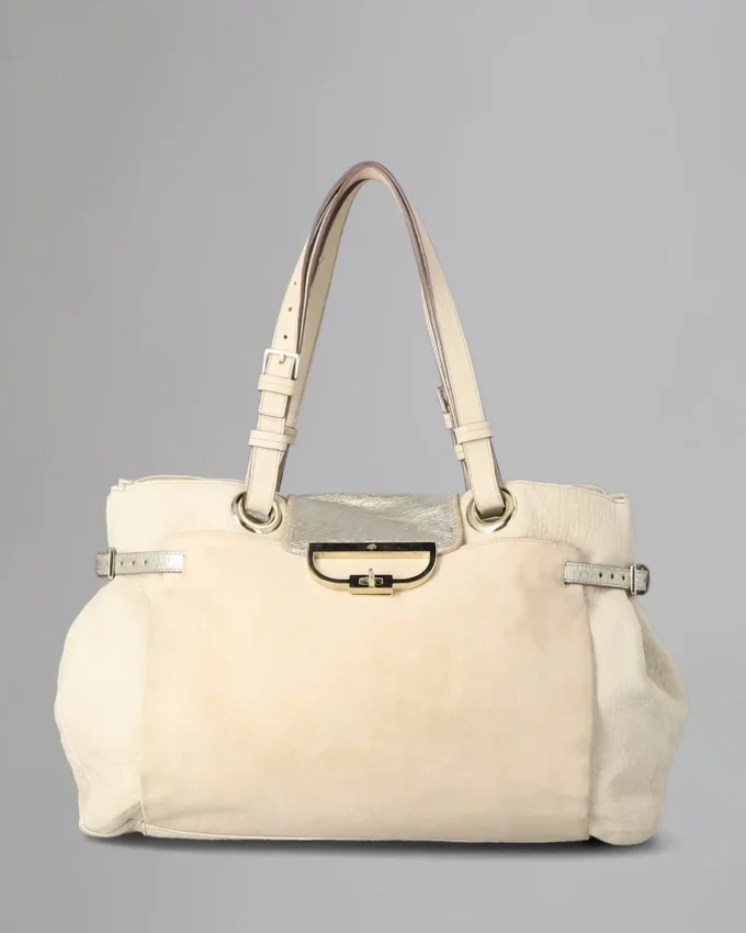 Jenah Tote Pre-Loved Beige Mix Material Pre-Loved Bags Jenah Tote Pre-Loved Beige Mix Material Pre-Loved Bags