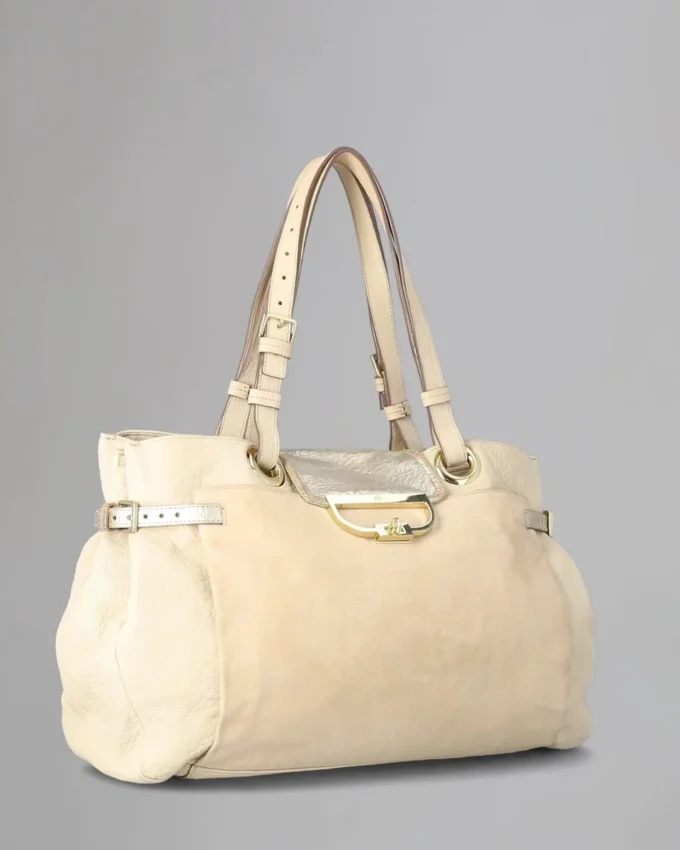 Jenah Tote Pre-Loved Beige Mix Material Pre-Loved Bags Jenah Tote Pre-Loved Beige Mix Material Pre-Loved Bags