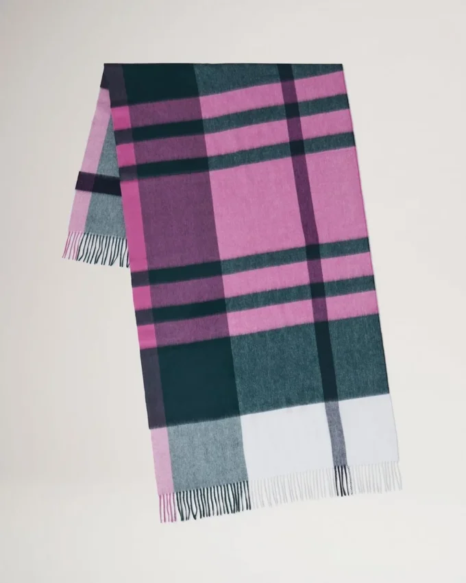 Large Check Merino Wool Scarf Cream Merino Wool Large Check Merino Wool Scarf Cream Merino Wool