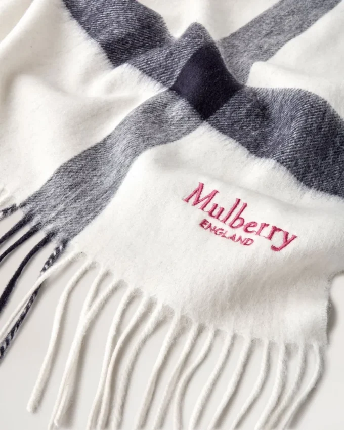 Large Check Merino Wool Scarf Cream Merino Wool Large Check Merino Wool Scarf Cream Merino Wool