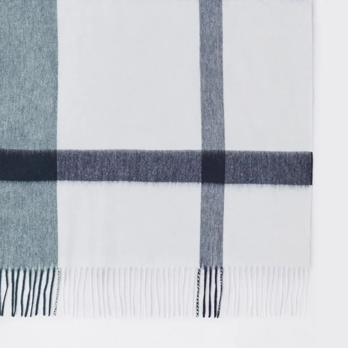 Large Check Merino Wool Scarf Cream Merino Wool Large Check Merino Wool Scarf Cream Merino Wool