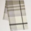 Large Check Merino Wool Scarf Eggshell & Olive Merino Wool Large Check Merino Wool Scarf Eggshell & Olive Merino Wool