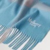 Large Check Merino Wool Scarf Kingfisher Blue & Powder Rose Merino Wool
