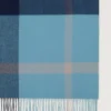 Large Check Merino Wool Scarf Kingfisher Blue & Powder Rose Merino Wool