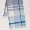 Large Check Merino Wool Scarf Poplin Blue & White Merino Wool Large Check Merino Wool Scarf Poplin Blue & White Merino Wool